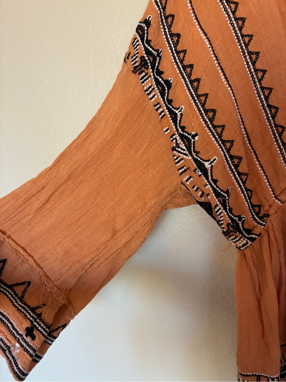 Free People Revolve Saffron Embroidered Tunic in Terracotta Boho Peasant Tunic - Picture 5 of 14